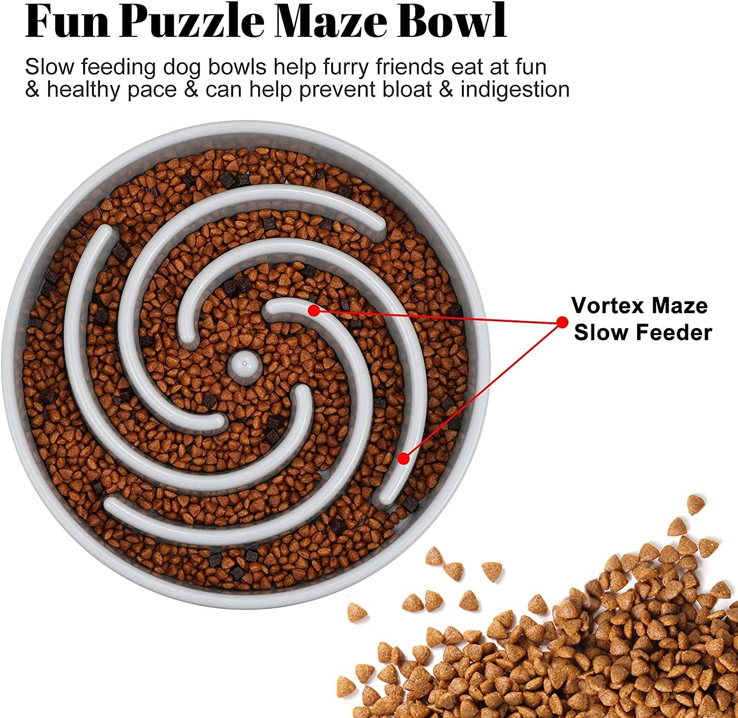 Slow Feeder Maze Dog Bowl – Non-Slip Puzzle Feeder for Large & Medium Dogs (Light Gray)