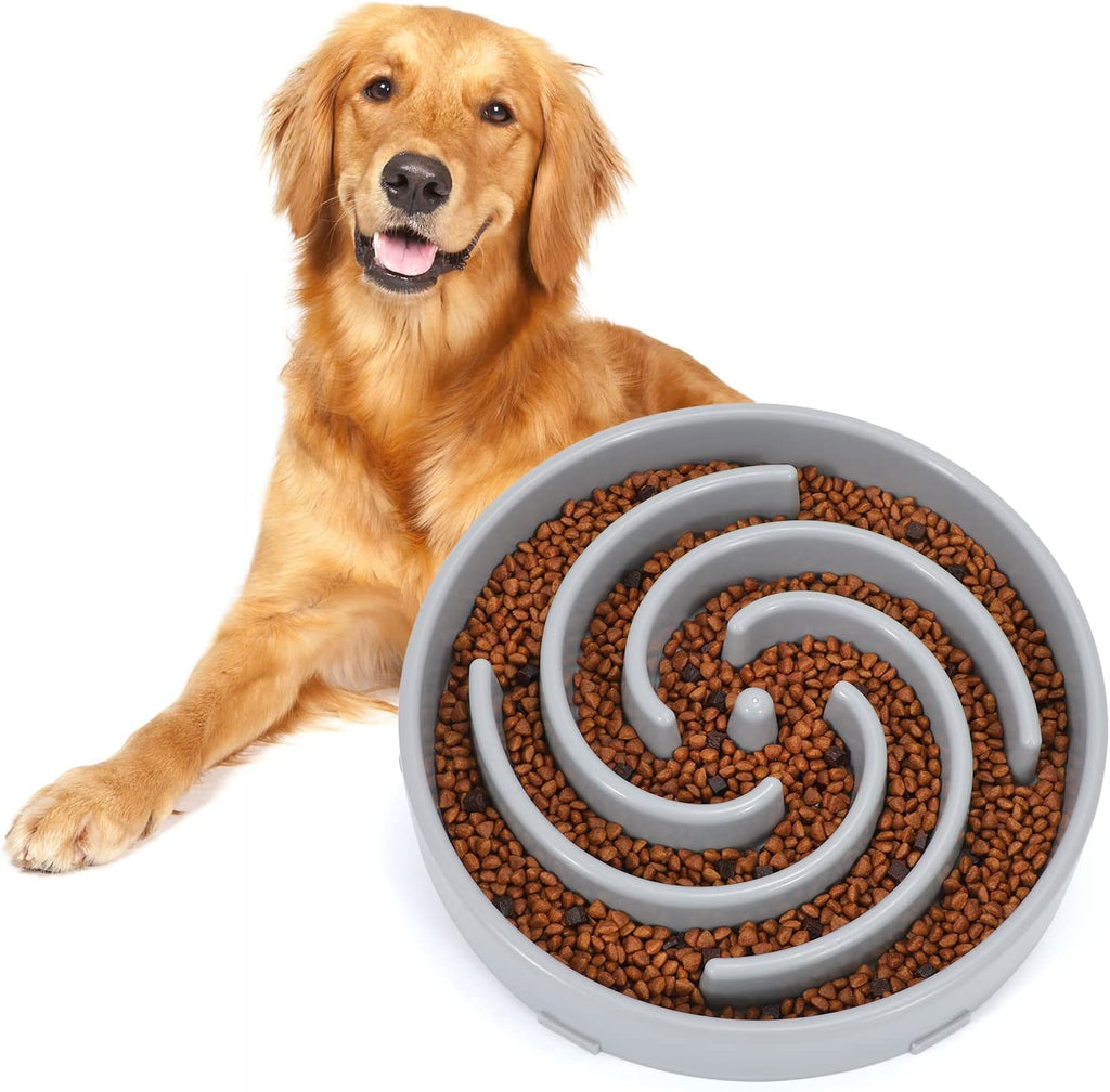 Slow Feeder Maze Dog Bowl – Non-Slip Puzzle Feeder for Large & Medium Dogs (Light Gray)
