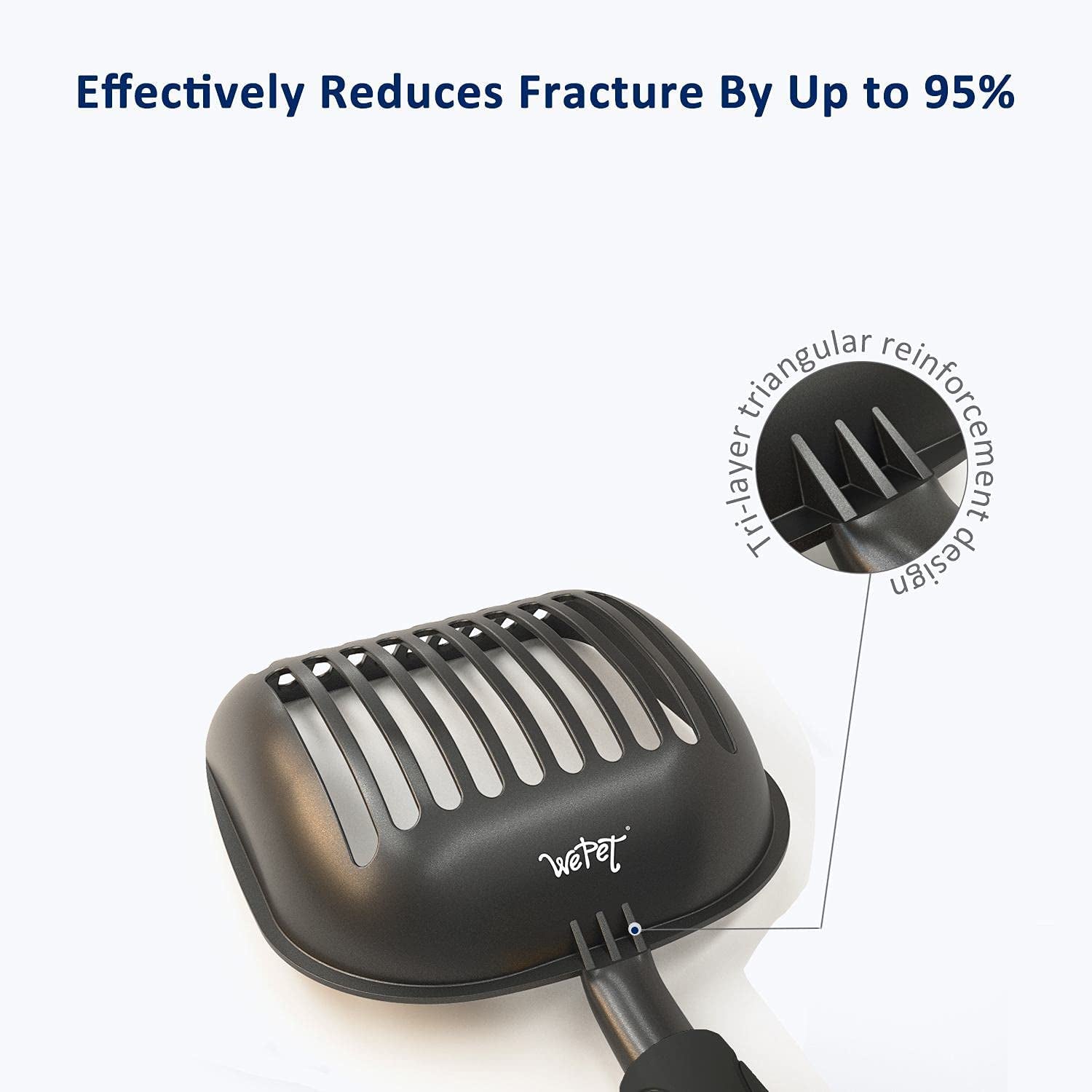 Non-Stick Metal Cat Litter Scoop — Deep Shovel, Long Handle (Large, Black)