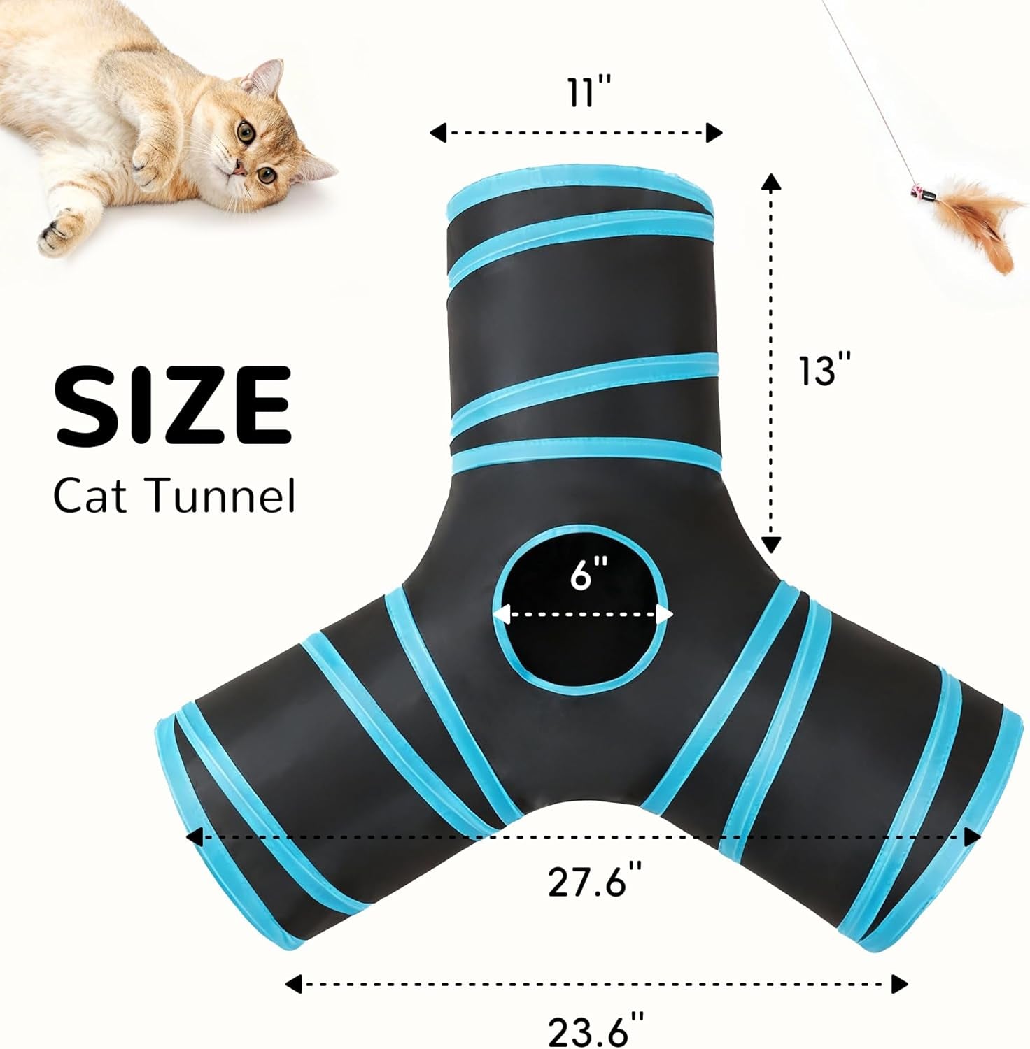 3-Way Collapsible Cat Tunnel — Interactive Peek-Through Play Tube