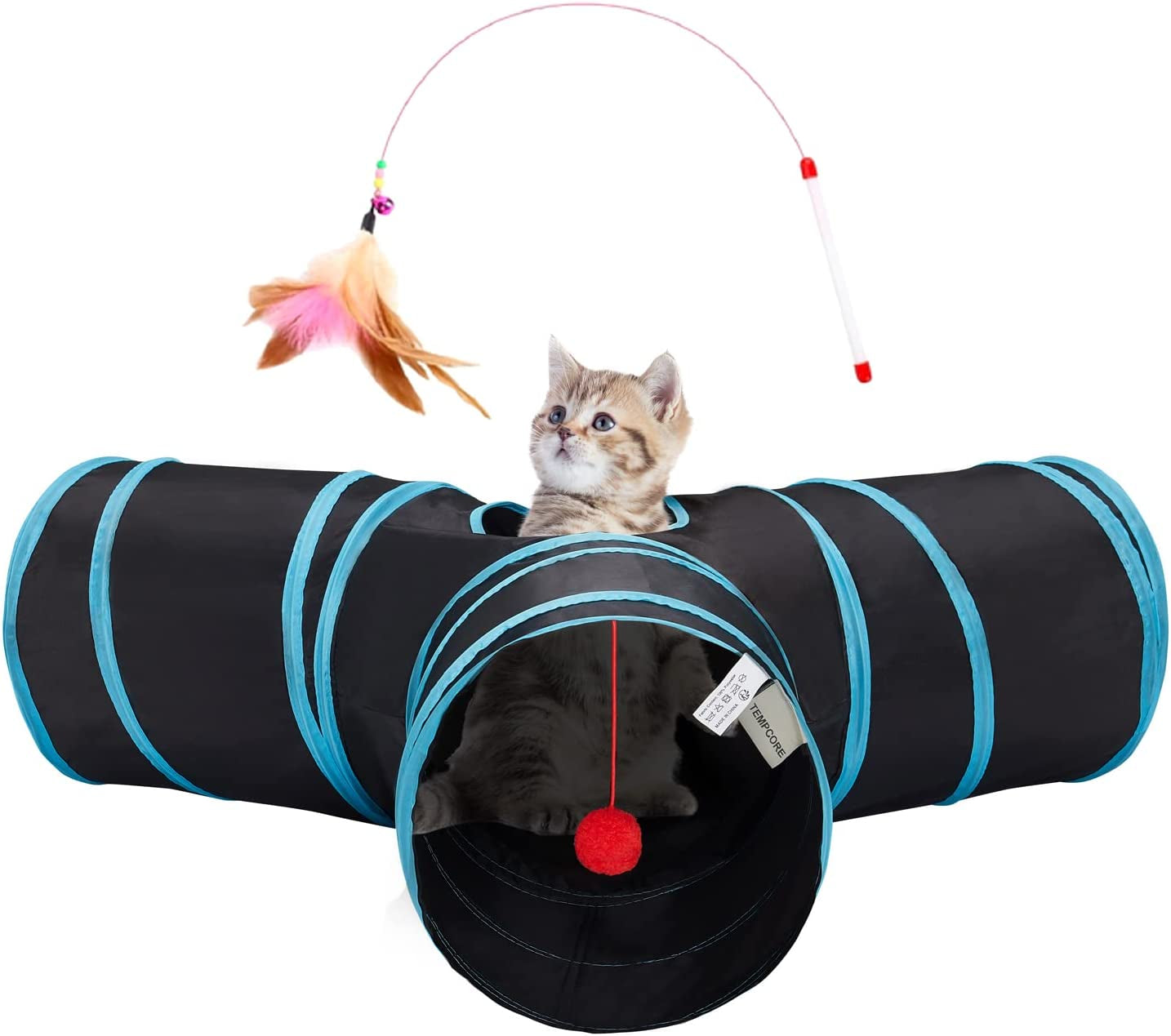 3-Way Collapsible Cat Tunnel — Interactive Peek-Through Play Tube