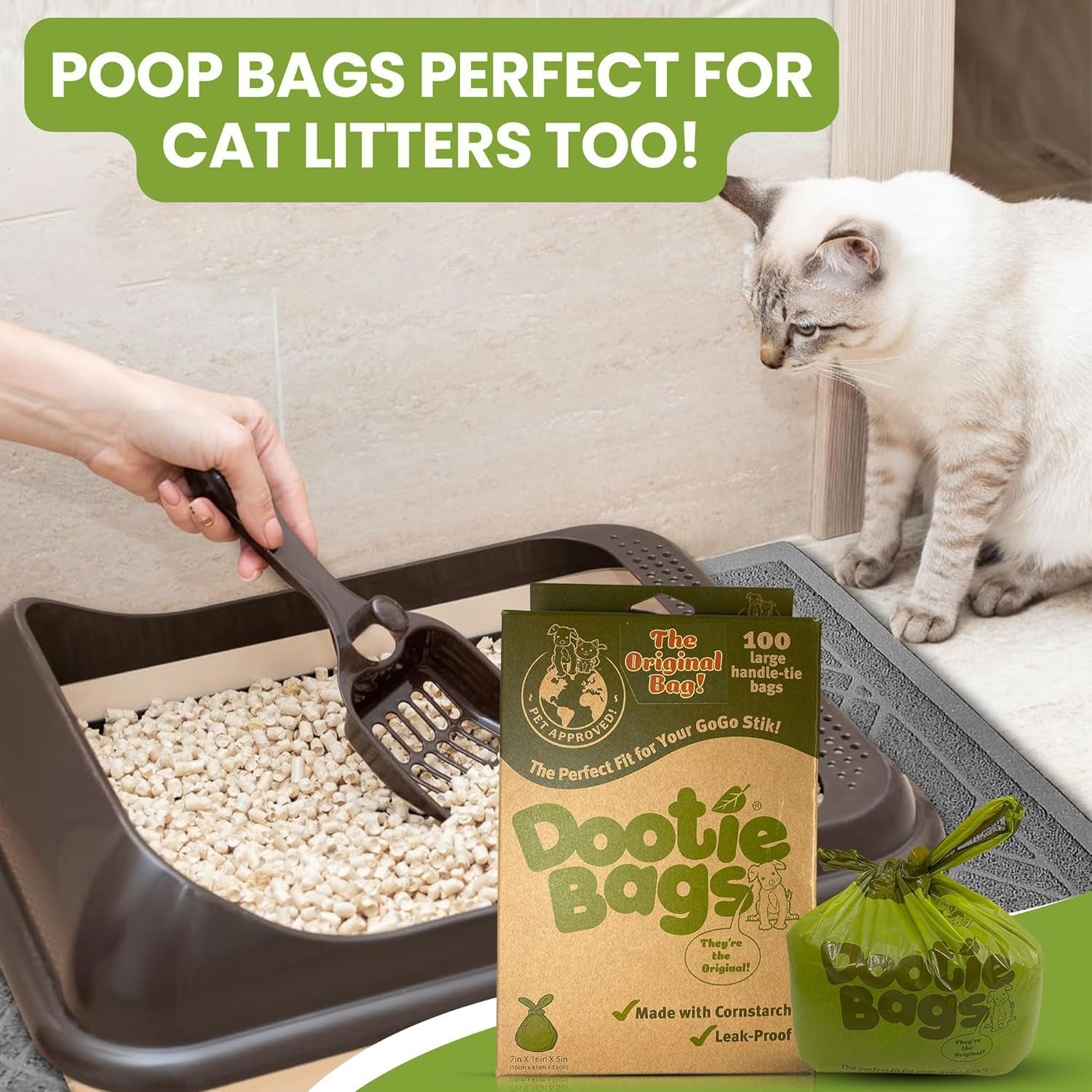 DootieMax™ XL Leakproof Poop Bags (EZ-Tie Handles)