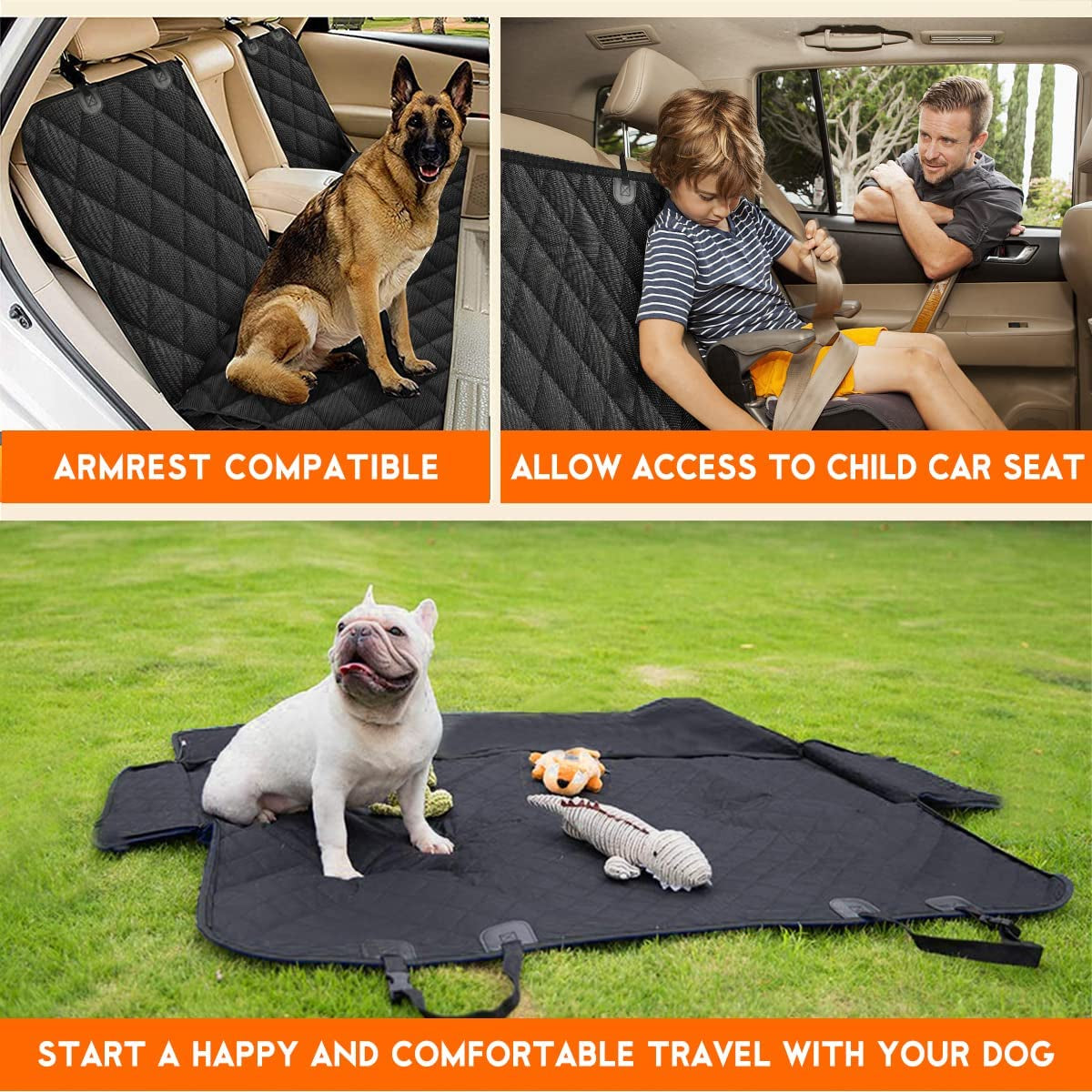 Waterproof Dog Back Seat Protector — Non-Slip Bench Cover
