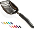 Non-Stick Metal Cat Litter Scoop — Deep Shovel, Long Handle (Large, Black)