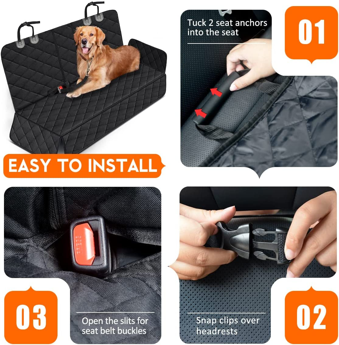 Waterproof Dog Back Seat Protector — Non-Slip Bench Cover