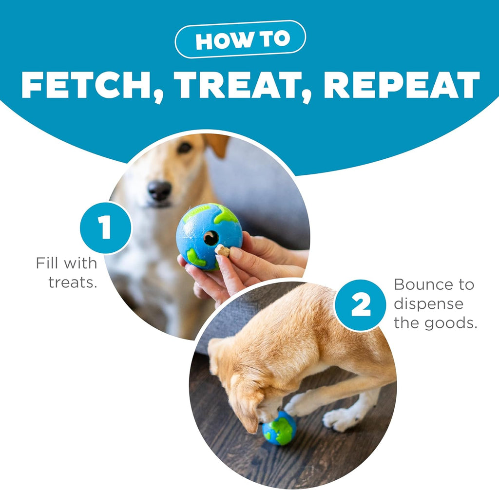 Planet Treat-Dispensing Dog Ball (Small) — Blue/Green