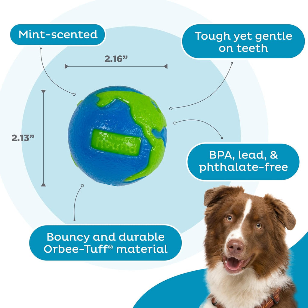 Planet Treat-Dispensing Dog Ball (Small) — Blue/Green